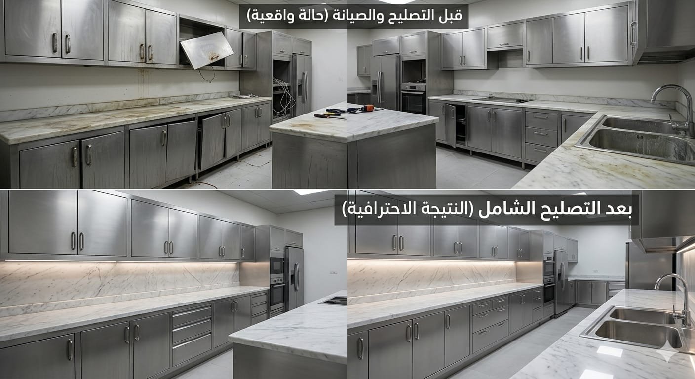 قبل وبعد صيانة وتعديل المطابخ بالرياض البيت السعيد